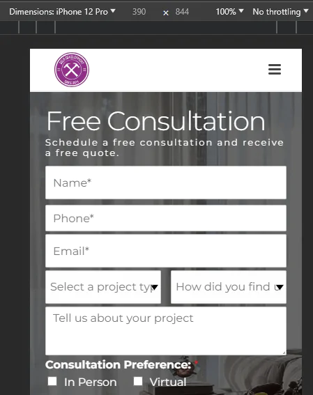 Testing website pages on different mobile devices