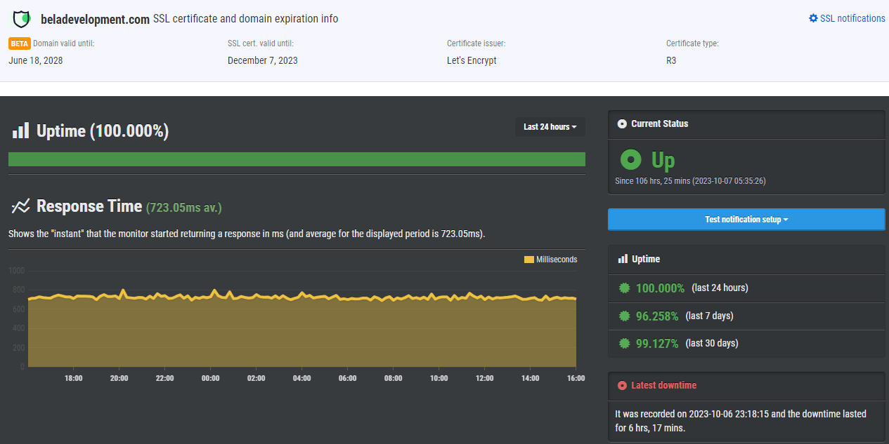 Website uptime monitor